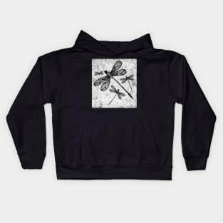 Beautiful dragonflies in black and white Kids Hoodie